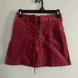 Forever 21 Lace-Up Red Skirt